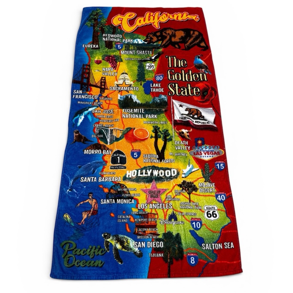 California Map The Golden State Bath Beach Towel 27" x 55" Souvenir